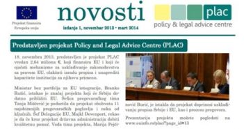 PLAC bilten Novosti – izdanje 1 (novembar 2013. – mart 2014.)
